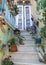 Old Greek House with Beautiful Old Door,plants and decoration