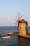 Old Greek Windmill and Wooden Boat