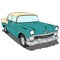 Old Green Car Vector Illustration