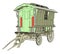 Old green carriage, illustration, vector