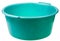 Old green plastic round wash basin isolated