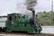 Old green steam train in Holland