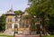 Old green wooden house in skansen in Lodz, Poland - Central Museum of Te