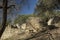 Old Grist Mill sandstone ruins in Santa Barbara, California.