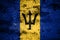 Old grunge Barbados background flag