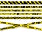 Old grunge barricade construction tape. Yellow police warning line, brightly colored danger or hazard stripe, ribbon