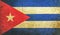 Old grunge cuban flag with rift, cuba communist dictatorship