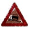 Old grunge EU road sign Warning sign - Soft road shoulder