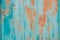 Old Grunge Rusty Metal Metallic Colored Background. Colorful Blue And Orange Abstract Metallic Surface