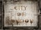 Old grunge stone board with City of London text