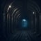 Old Grunge Train Tunnel Apocalyptic Rough Huge Corridor Metal Structure And Cables Dark Night Basement Shelter Railroad Tracks