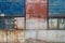 Old grungy block glass and painted concrete warehouse texture from USSR
