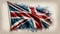 Old grungy vintage faded Britain flag in watercolor