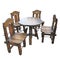 Old handmade vintage garden furniture isolated over white