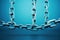 Old Hanging Chains Texture Background, Broken Chain Links Mockup, Thick Metal Chain