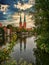 Old hanseatic town Lubeck in panorama, Germany