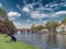 Old hanseatic town Lubeck in panorama, Germany