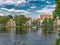 Old hanseatic town Lubeck in panorama, Germany