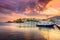 The old harbor of Chora in island Skiathos, Greece