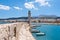 The old harbour with the lighthouse. Rethymno city, The Crete island,Greece.