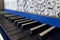 Old harpsichord keyboard, close-up view