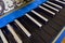 Old harpsichord keyboard, close-up view