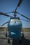 Old helicopter. Hull, chassis and propellers of an old helicopter. large, cargo, military helicopter with a large payload