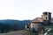 Old hermit house in the landscape of catalan Garrotxa countryside in the countryside of catalonia region during winter with