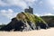 Old historic Ballybunion castle on a cliff edge