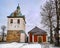 Old historic Porvoo, Finland. Medieval stone and brick Porvoo Cathedral at blue hour sunrise