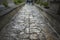 Old historic stone lane in the cemetery.