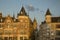 Old historical buildings in the center of Antwerp. Museum Vleeshuis: Antwerpen Klavecimbelstad, Belgium.