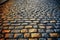 Old historical cobblestone road background texture created with generative AI technology
