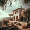 Old house in Crete, Greece. Vintage style toned picture