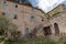 Old house medieval with blue shutter in ancient village in Luberon Lacoste in France