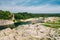 Old House Near Ancient Roman aqueduct of Pont du Gard, Nimes, Fr