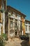 Old house with scaffolding for refurbishment in an alley