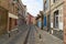 Old houses beside alley in old town of Amiens