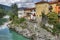 Old houses along river in Slovenia