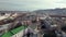 Old houses of a European city. Panorama of Kyiv with roofs covered with snow.