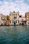 Old houses on Grand Canal, Venice, Italy. Vintage hotels and residential buildings in the Venice center. Historical