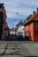 Old houses in Helsingor historic city. Denmark