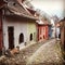 Old houses in Sighisoara, Romania. Well preserved, recently renovated medieval city.