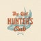 Old Hunters Club Abstract Vector Sign, Symbol or Logo Template. Tyrolean Hunter Hat with Feathers Sketch Drawing with