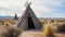 Old hut in remote desert, showcasing indigenous culture generated by AI