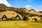 Old icelandic village of wooden turf houses, workshops and a shed at the Skogar Museum in Iceland