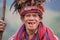 Old ifugao man in national dress next to rice terraces. Philippines