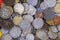 Old Indian coins Background, currency of India, Ancient Indian coins
