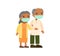 Old  indian  couple in medical masks. Senior couple walking together.