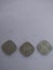Old indian five paise coins with white back riund